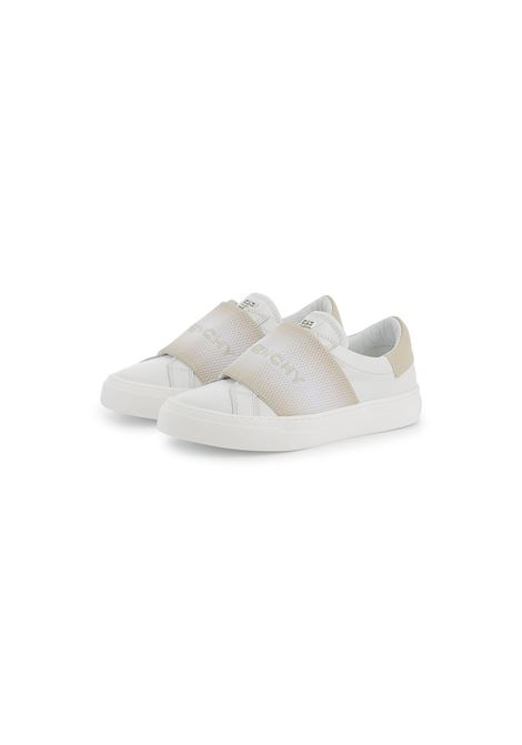 Sneakers Urban Street Bianche Con Fascia Logo Beige GIVENCHY KIDS | H30673184